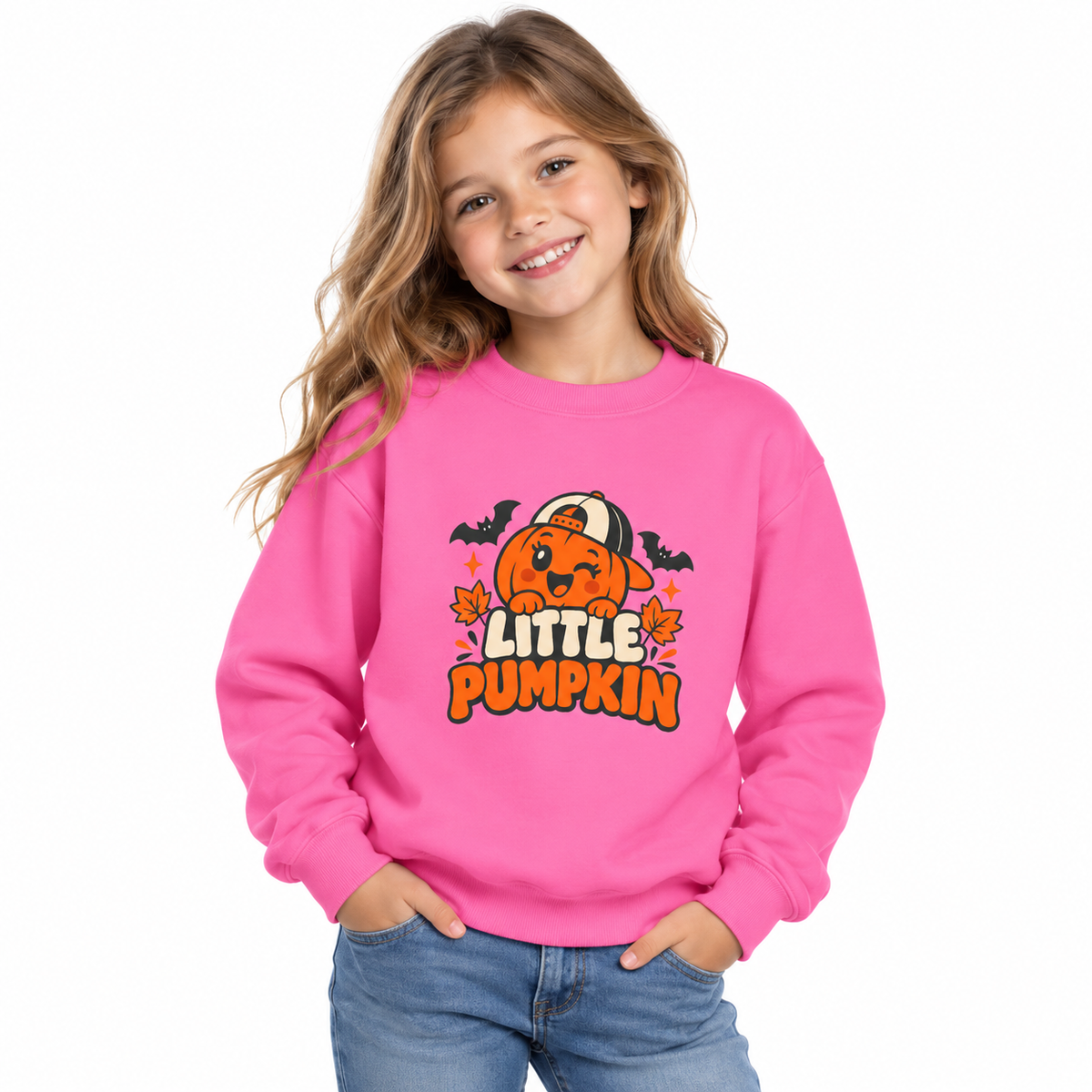 Kids’ Halloween Crewneck Sweatshirt — “Little Pumpkin”