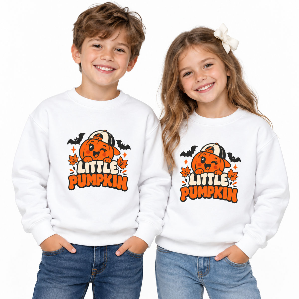 Kids’ Halloween Crewneck Sweatshirt — “Little Pumpkin”