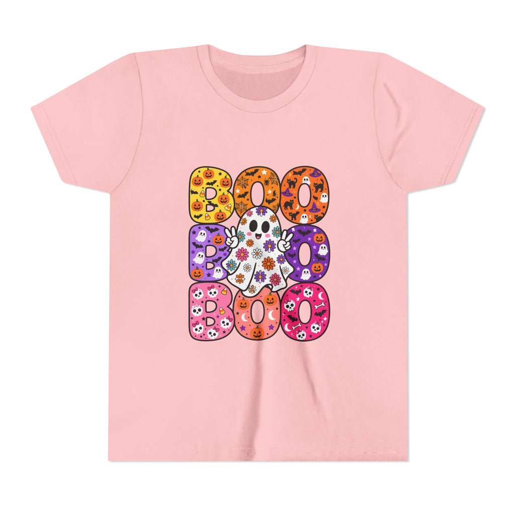 Kids' Halloween "Boo Boo Boo" Tee — Colorful Spooky Candy Pattern