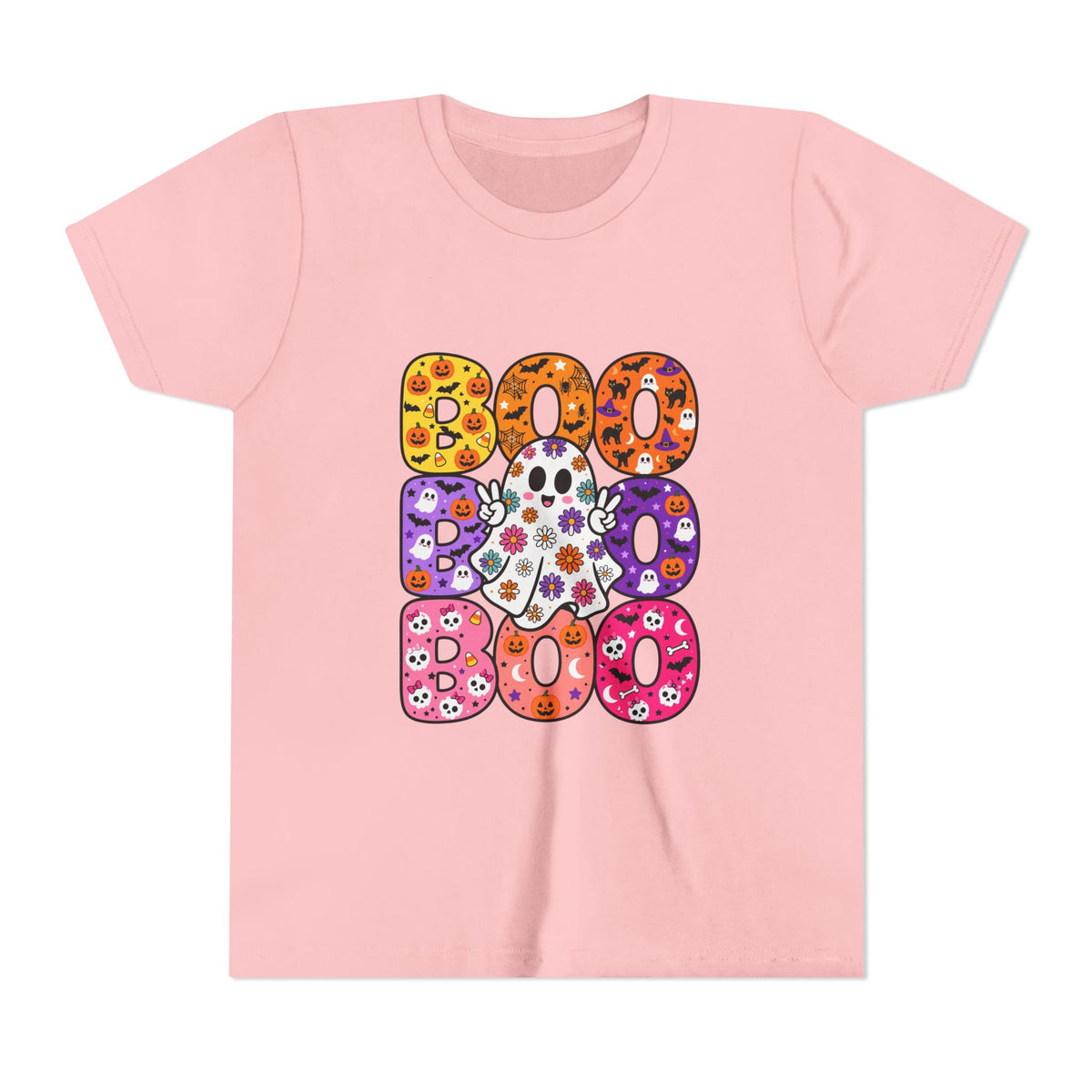 Kids' Halloween "Boo Boo Boo" Tee — Colorful Spooky Candy Pattern