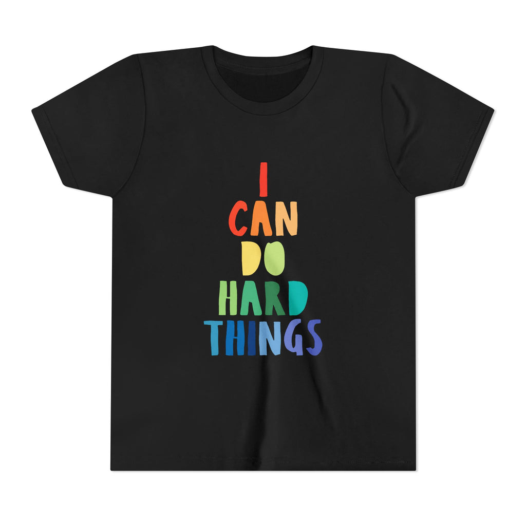 Youth Tee — “I Can Do Hard Things” Rainbow Motivational Kids T-Shirt