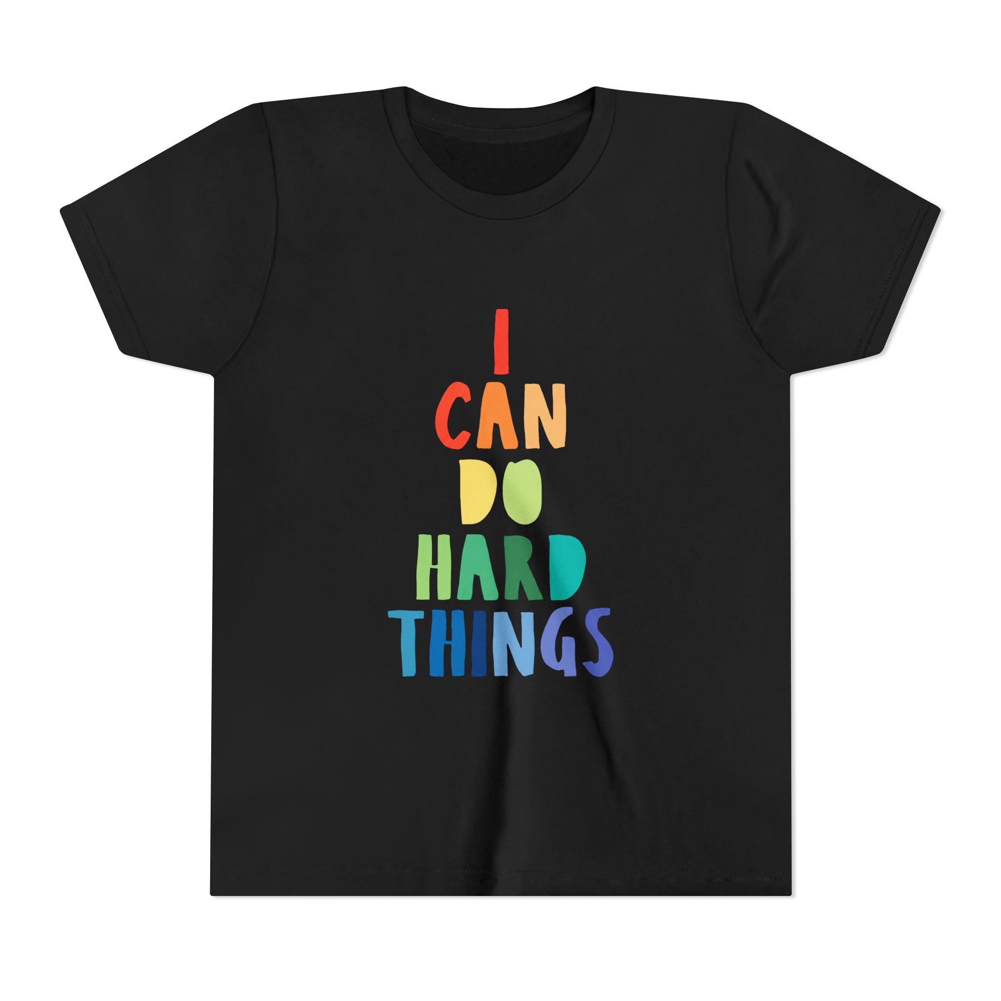 Youth Tee — “I Can Do Hard Things” Rainbow Motivational Kids T-Shirt