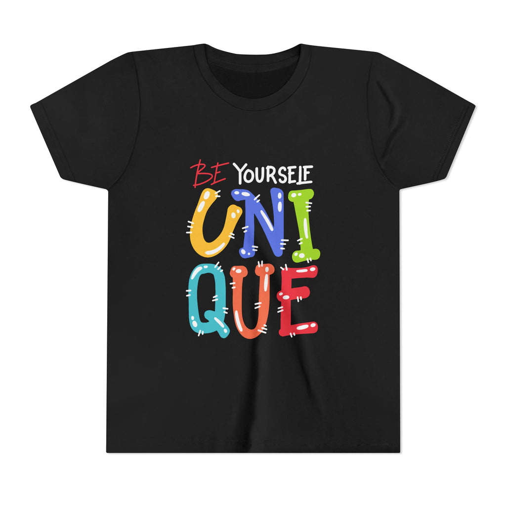 Youth Tee — "Be Yourself Unique" Colorful Kids Graphic T-Shirt
