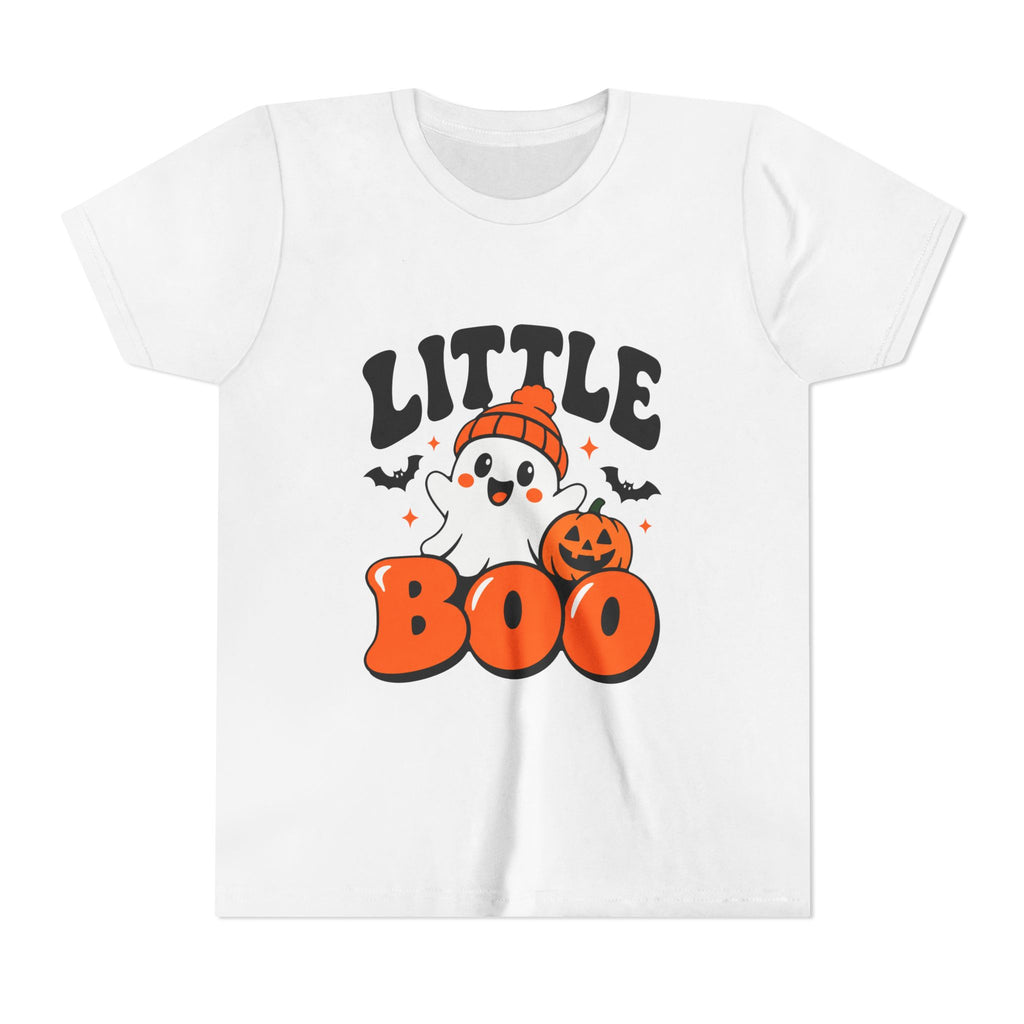 Youth Tee — "Little Boo" Cute Halloween Ghost Pumpkin Shirt