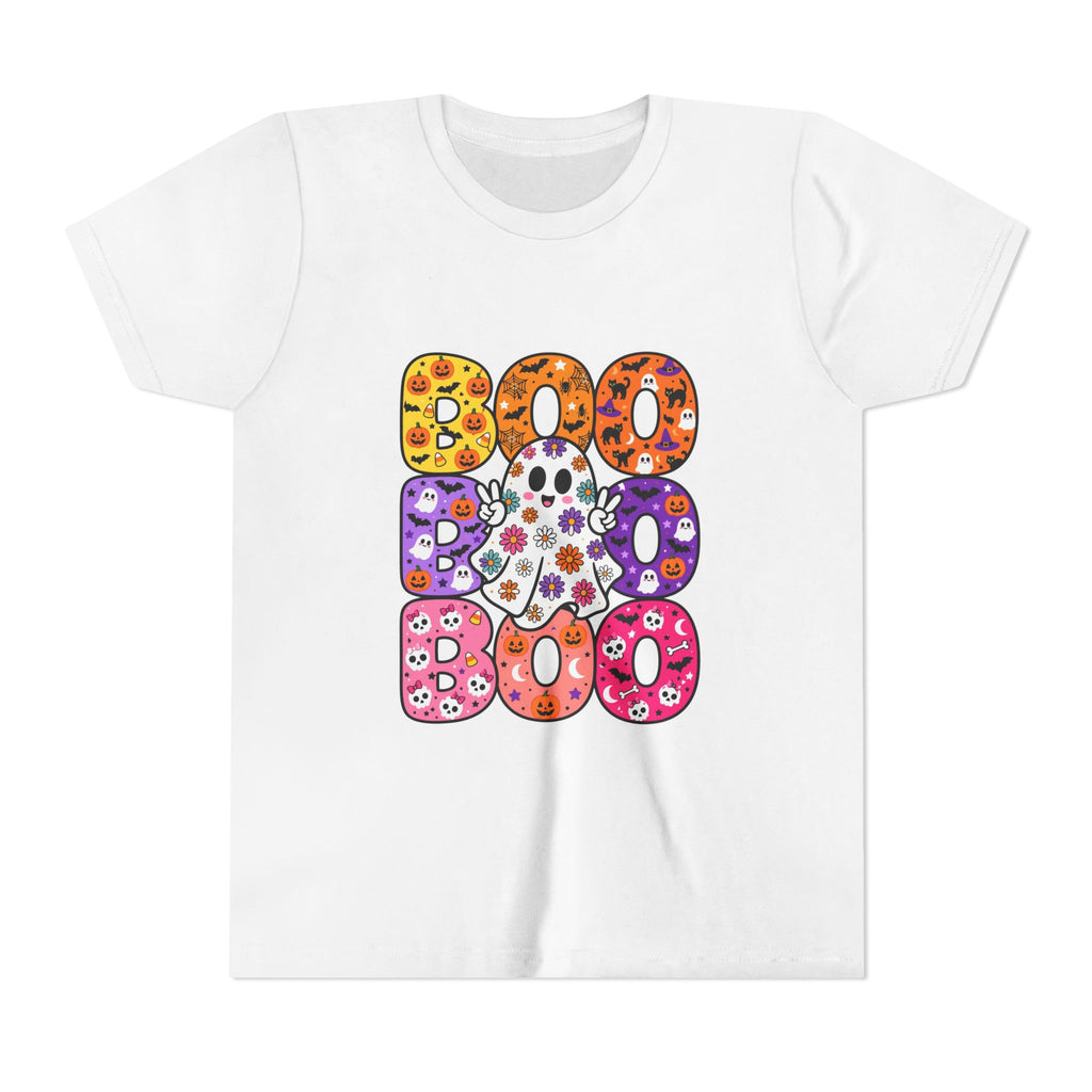 Kids' Halloween "Boo Boo Boo" Tee — Colorful Spooky Candy Pattern