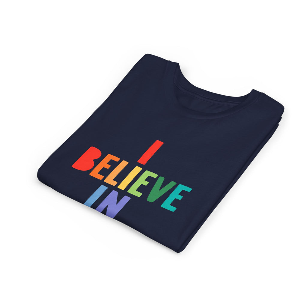 Youth Tee — “I Believe In Me” Rainbow Confidence Kids T-Shirt