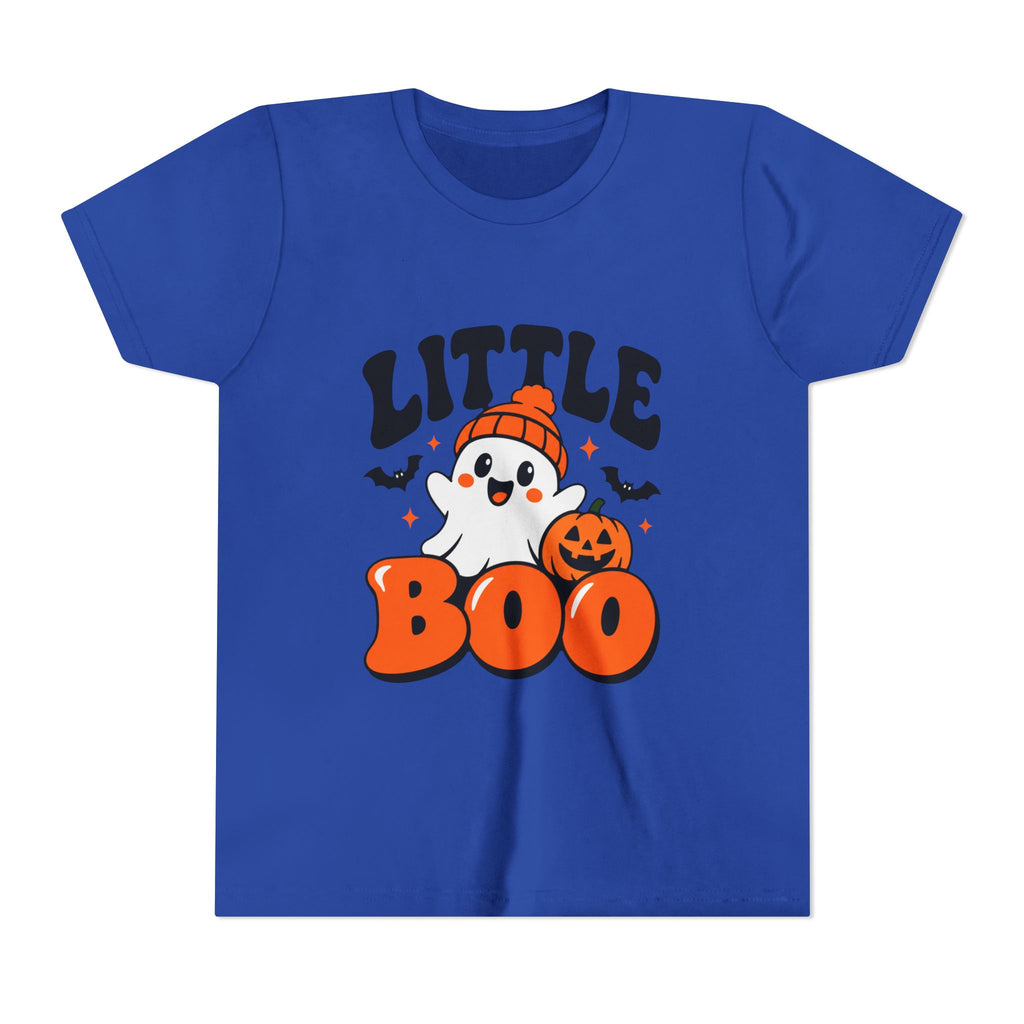 Youth Tee — "Little Boo" Cute Halloween Ghost Pumpkin Shirt