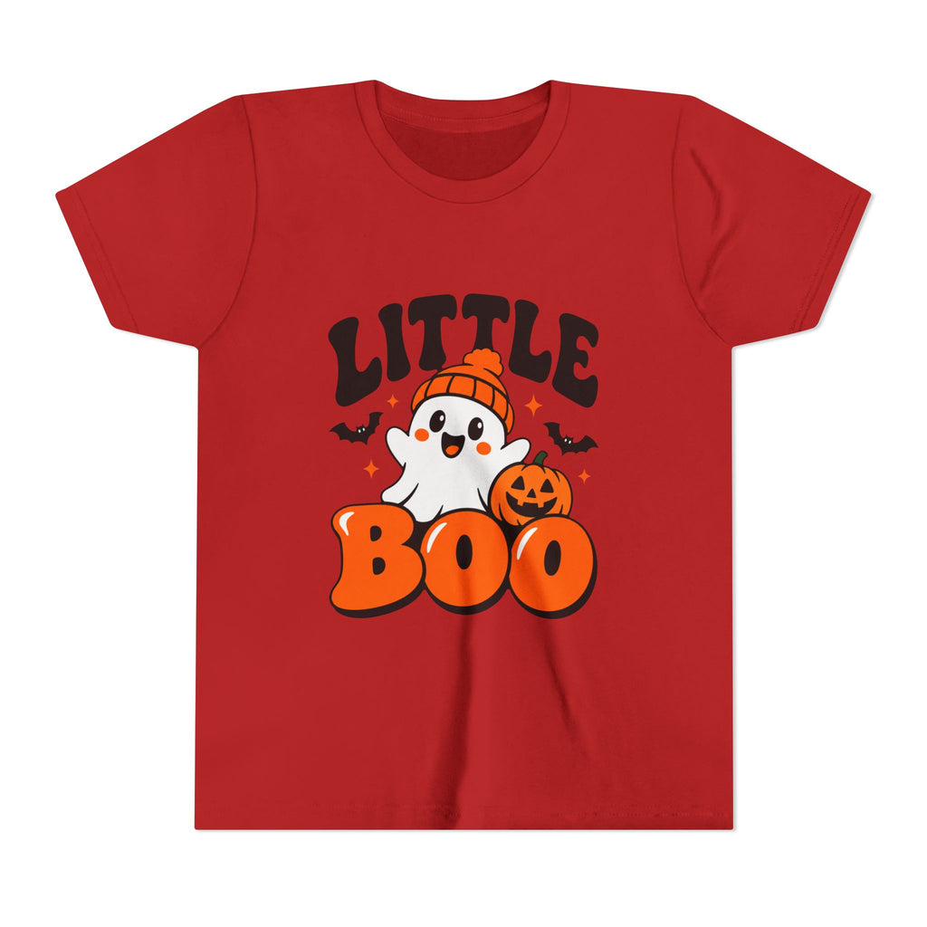 Youth Tee — "Little Boo" Cute Halloween Ghost Pumpkin Shirt