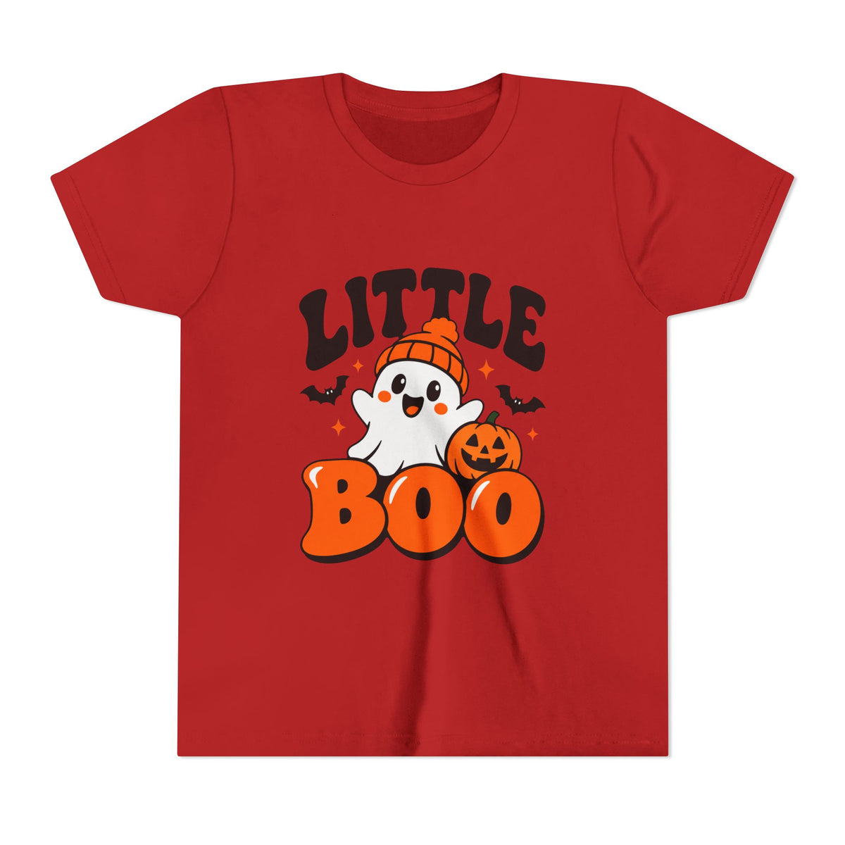 Youth Tee — "Little Boo" Cute Halloween Ghost Pumpkin Shirt