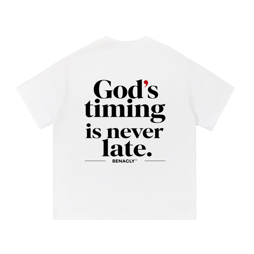 oversizedtshirt,unisextshirt,heavyweighttshirt,streetweartee,statementtshirt,backprinttshirt,whitetshirt,260gsmtshirt,faithshirt,christiantshirt,godstiming,inspirationalshirt,religiousshirt,benaclytees,premiumcottontshirt