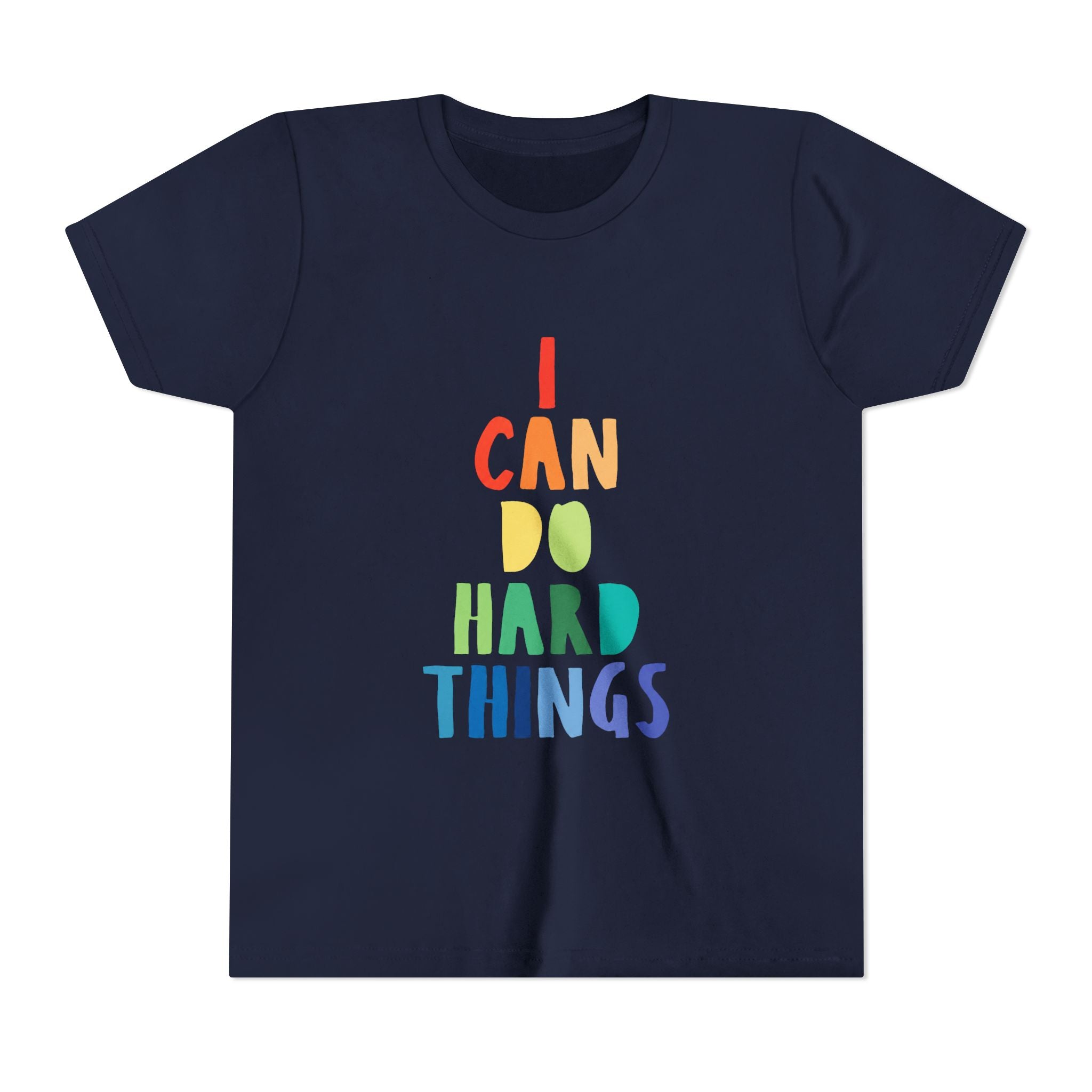 Youth Tee — “I Can Do Hard Things” Rainbow Motivational Kids T-Shirt