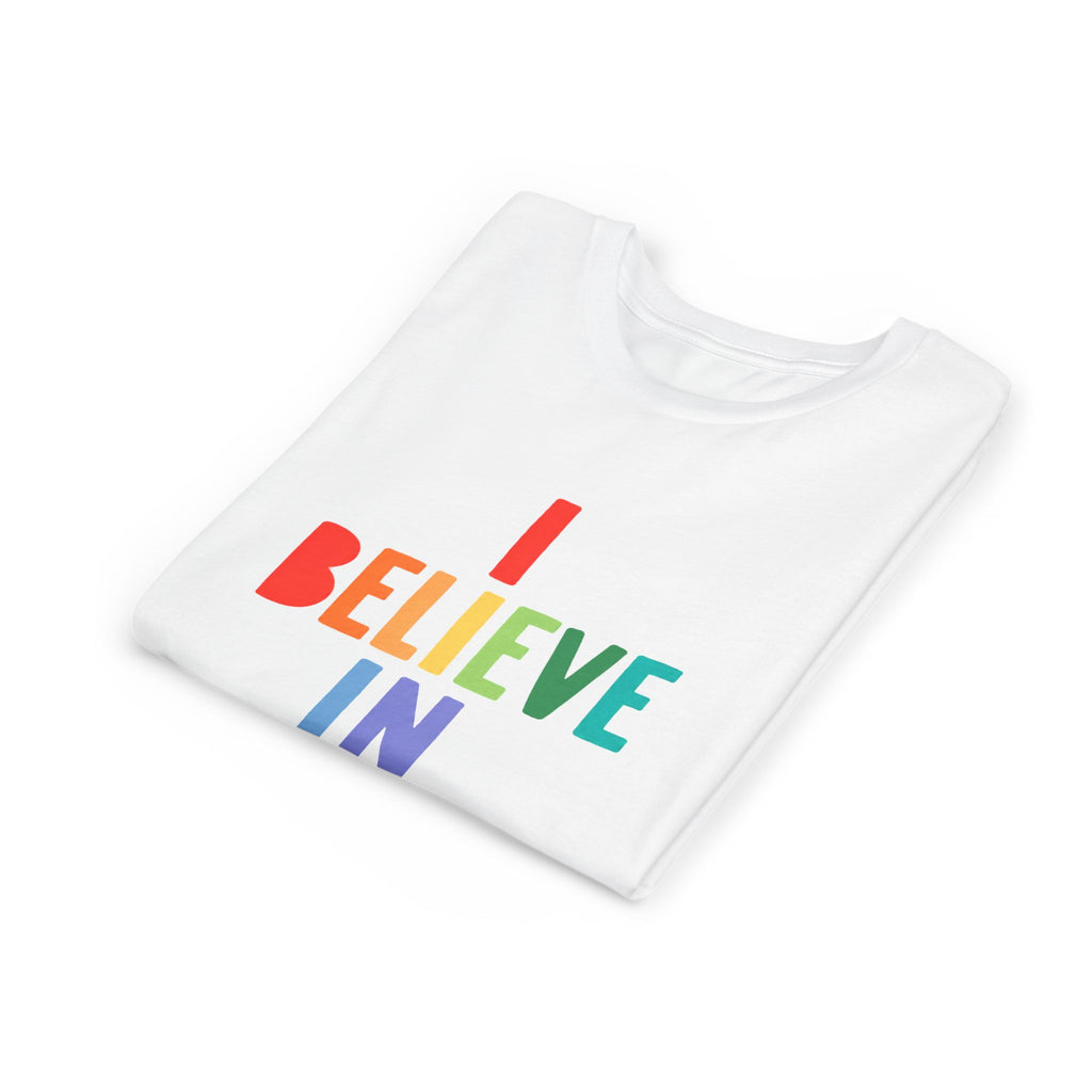 Youth Tee — “I Believe In Me” Rainbow Confidence Kids T-Shirt