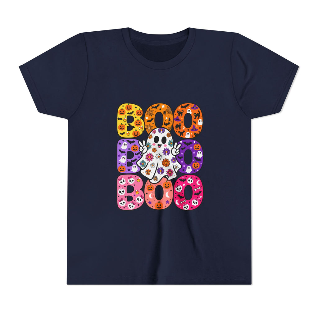 Kids' Halloween "Boo Boo Boo" Tee — Colorful Spooky Candy Pattern