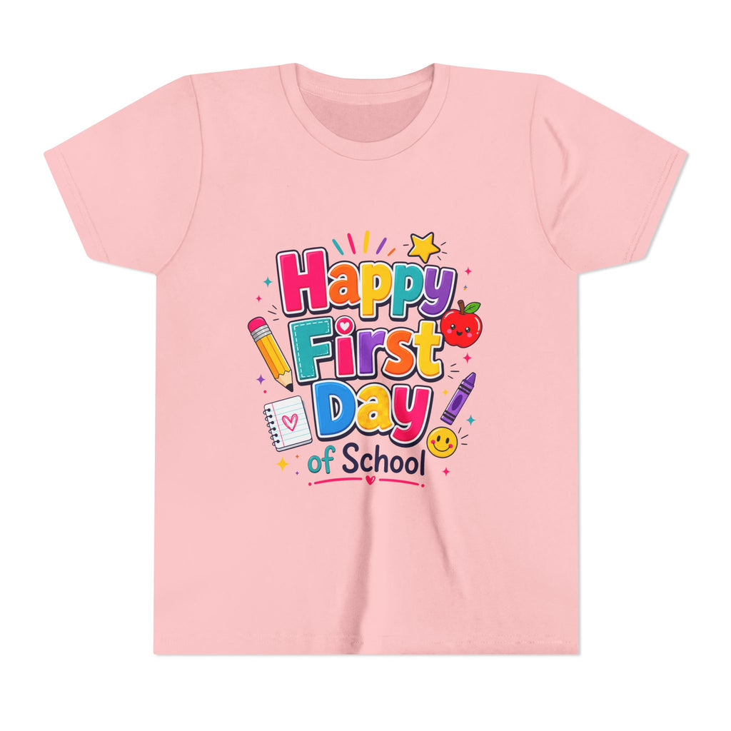 Happy First Day of School Youth Tee — Cute Back-to-School Kids Shirt