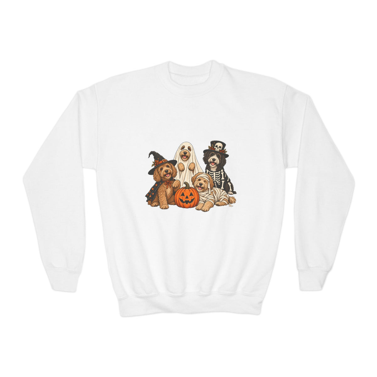 Kids Halloween Dog Costume Crewneck Sweatshirt