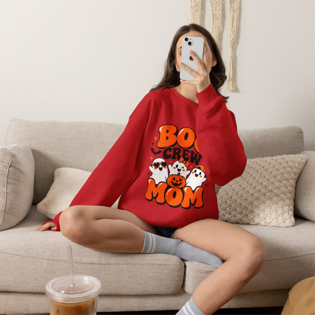 Boo Crew Mom Halloween Sweatshirt – Women’s Graphic Crewneck