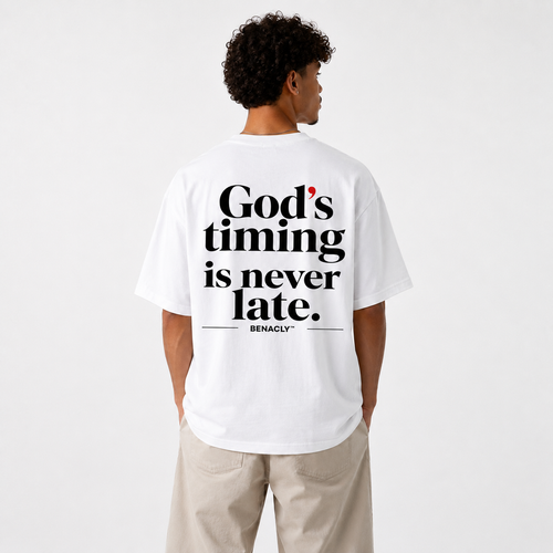 oversizedtshirt,unisextshirt,heavyweighttshirt,streetweartee,statementtshirt,backprinttshirt,whitetshirt,260gsmtshirt,faithshirt,christiantshirt,godstiming,inspirationalshirt,religiousshirt,benaclytees,premiumcottontshirt