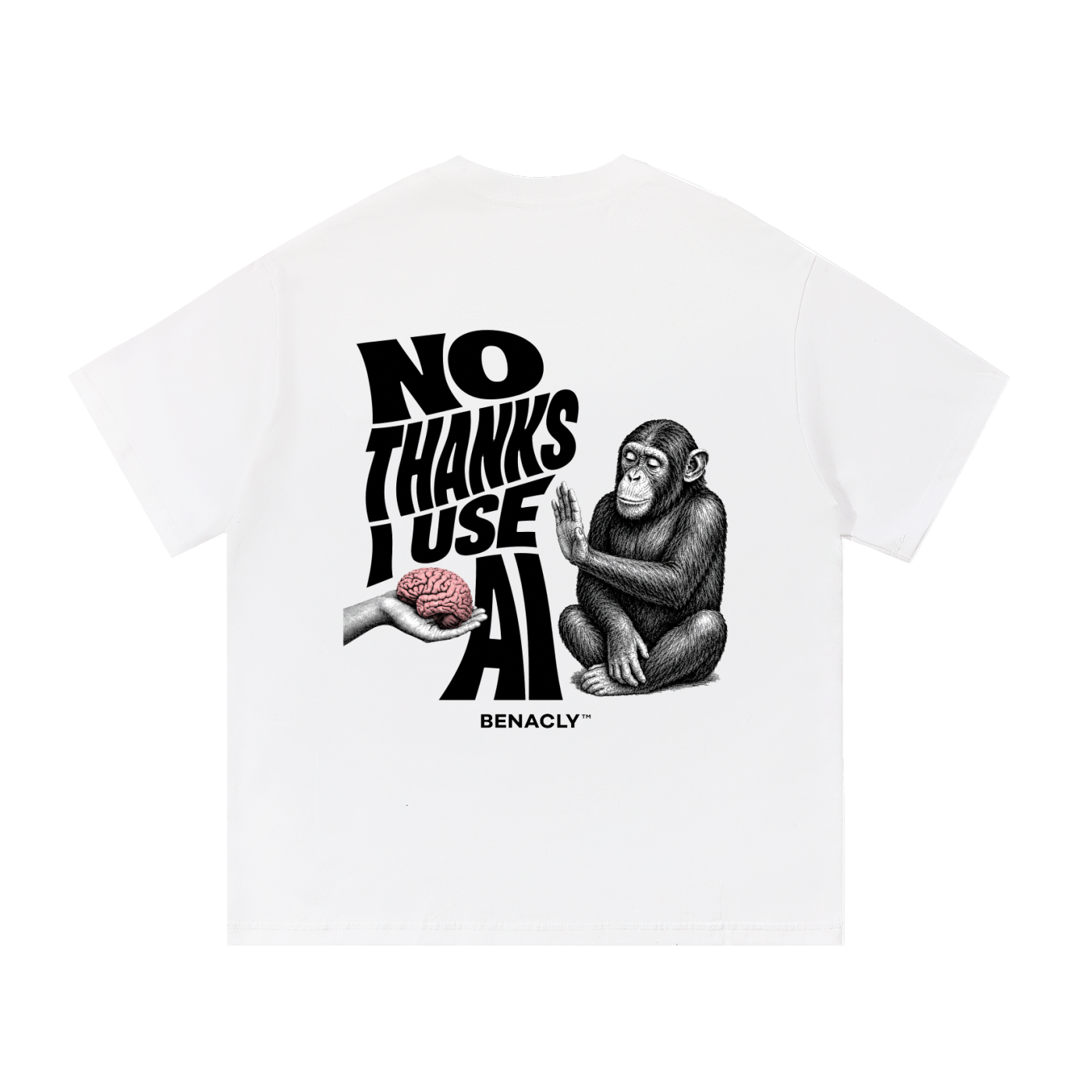 nothanksiuseai,aitshirt,oversizedtshirt,graphictee,statementtee,streetwear,backprint,whitetshirt,techlover,creatorstyle,benacly,unisextee